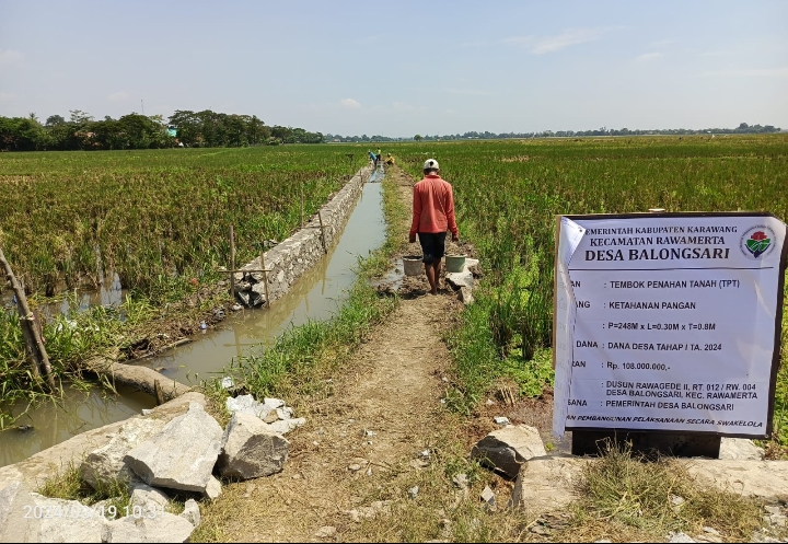 Pemdes Balongsari Dapat Dukungan Positif dari Masyarakat dengan di Alokasikanya Dana Desa Tahun 2024 untuk Pembangunan Tembok Penahan Tanah